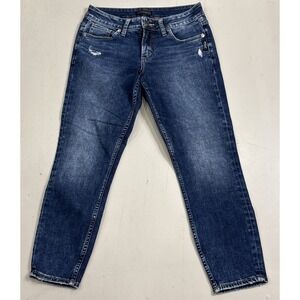 Silver Suki Capri Jeans Size 27 Dark Wash Stretch Denim Crop 25" Inseam